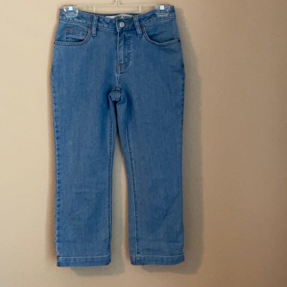 Gap Size 1 Boot Cut Print Stretch Blue Jean Capris